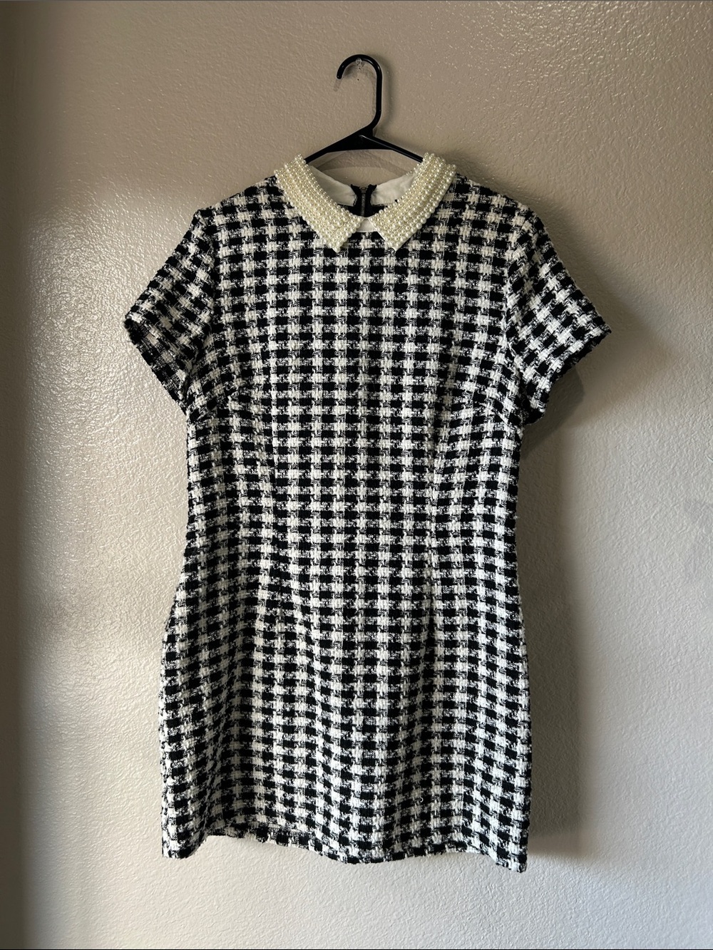 City Studios Imitation Pearl Embellished Collar Dress Black Ivory 13/14 TC0088